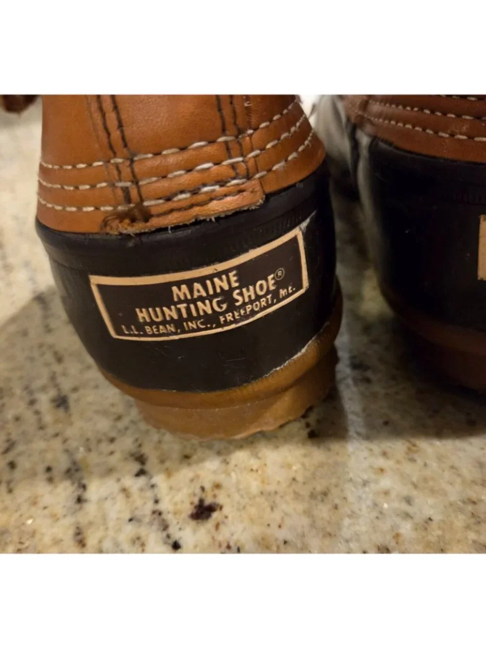 LL Bean Lounger Boots Mens 8 Brown Leather Rubber Duck Boots Buckle Strap Gortex